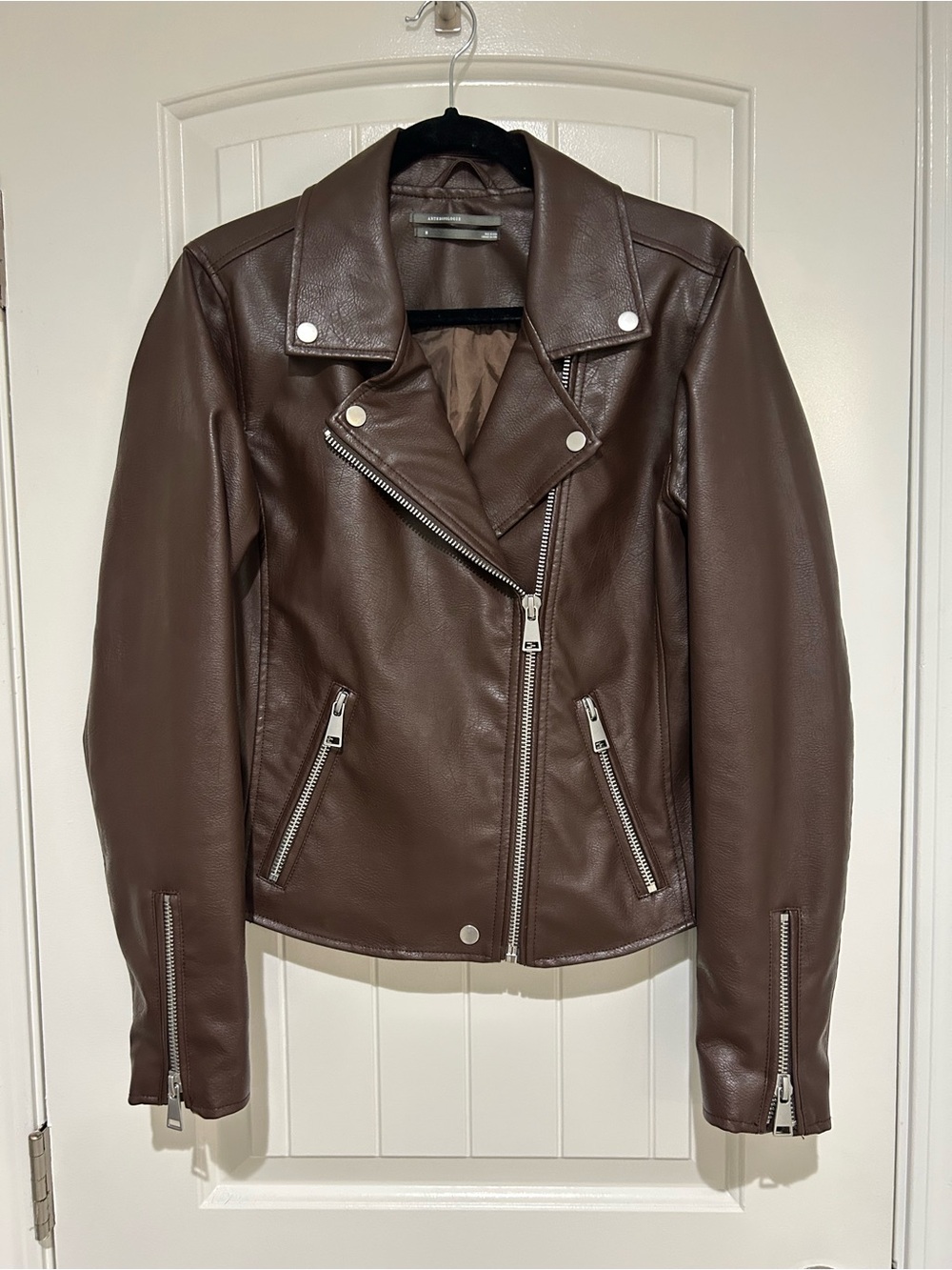 Anthropologie The Saige Brown Faux Leather Moto Jacket - Picture 2 of 9